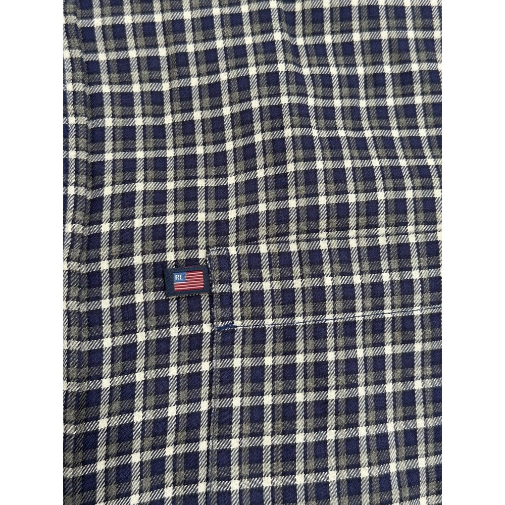 Ralph Lauren Polo Shirt Men's Size Medium Blue Gray Plaid Long Sleeve Button - Picture 2 of 8